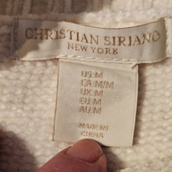 Christian Siriano Plush Mock Neck Winter Sweater Med Zig Zag White Black - Picture 6 of 8